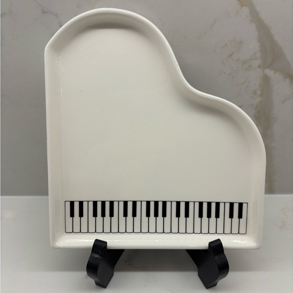 Vintage White Grand Piano Shaped Trinket Dish Shafford Original Japan